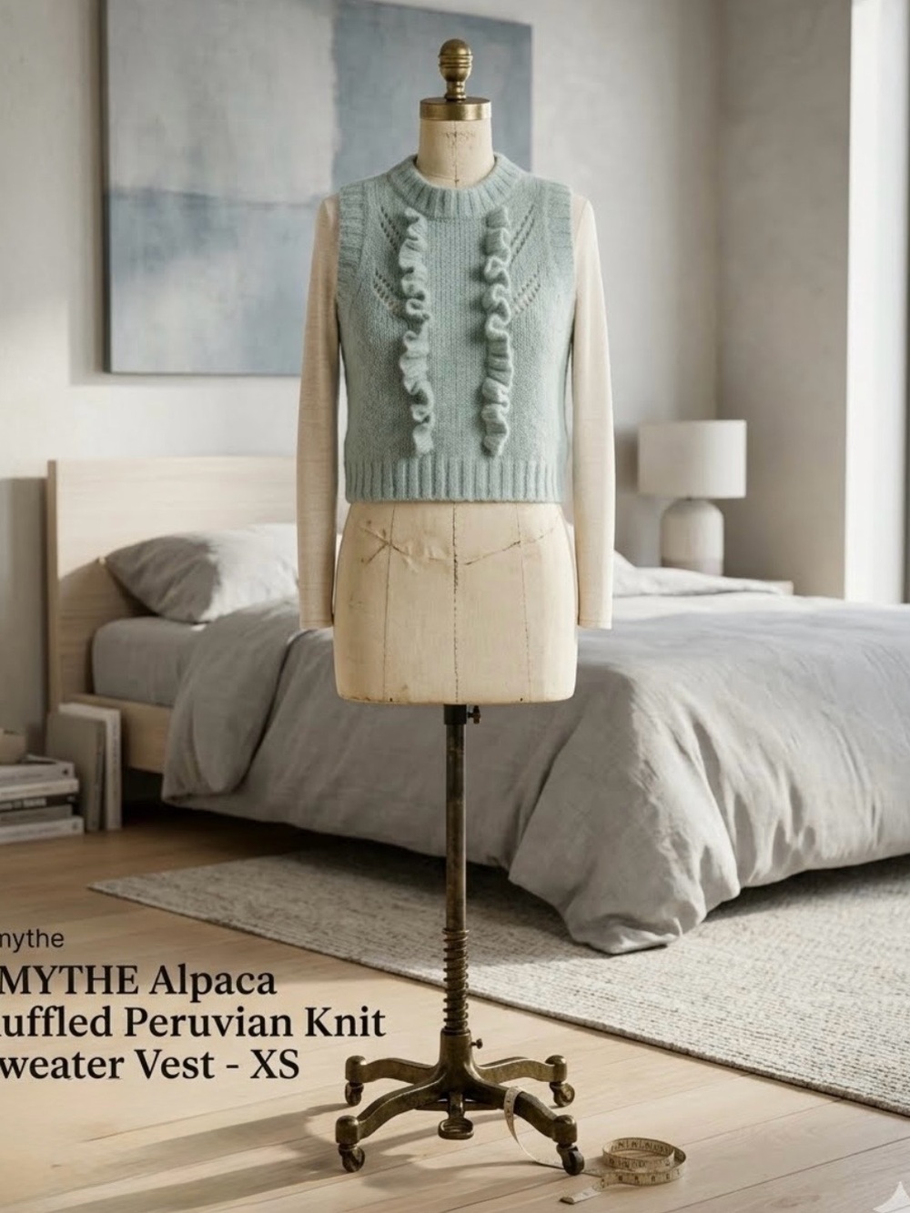 SMYTHE Alpaca Ruffled Peruvian Knit Sweater Vest - XS